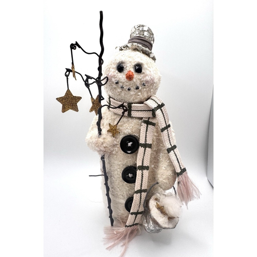 Katherine's Collection Snowman Figure Glitter Stars Scarf Christmas Decor 7.5"